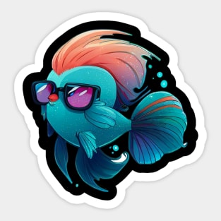 COOL BETTA FISH WITH SUNGLASSES Sticker